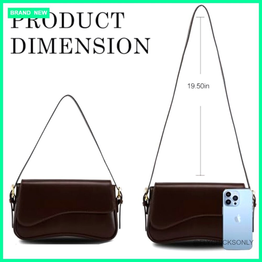 PU Leather Hobo Shoulder Bag with Adjustable Straps, 3 Compartments - Picture 4 of 7